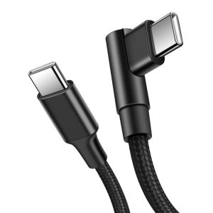 IIRA Elbow 90 Degrees Type C Cable Nylon Braid 90 Degrees Double Elbow Type C To C Cable Safety Quick Charge PD 60W Quick Charger Cord Phone