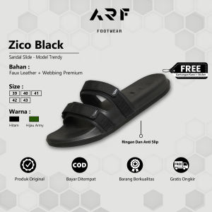 Sendal Slop Pria Dewasa Model Terbaru Ori Sandal Selop Slip On Slop Pria Distro Keren Casual Slide Kasual Laki Laki Cowok ARF ZICO BLACK