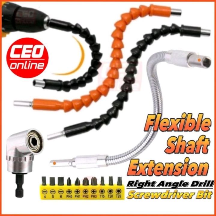 CEO 🇲🇾 Flexible Shaft Extension Screwdriver Drill Bit Holder 105 Degree ...
