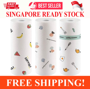 ULTRA ABSORBENT KITCHEN PAPER TOWELS HEAVY DUTY ECO FRIENDLY WASHABLE REUSABLE HOUSEHOLD CLEANING CLOTHS ROLLS NON-WOVEN PRINTED FOOD OIL ABSORBING PAPERS WET DRY USAGE DISH RAG (50 SHEETS/3 PACK)
