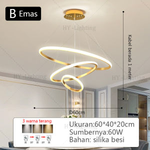 Lampu Gantung Modern Cincin Led Lampu Gantung Langit-langit Lingkaran Lampu Gantung Emas Loteng Ruang Tamu Ruang Makan Dapur Pencahayaan Dalam Ruangan
