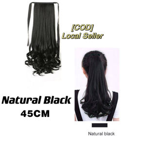 Wig for women with long wavy hair and strap-on pear flower curls ponytail simulation medium-length
