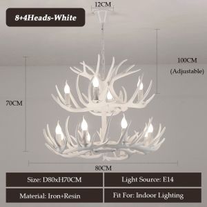 American Pastoral LED Antler Light Retro Industrial Antler Chandelier for Dining Room Living Room Clothing Store Restaurant Bar Decoration Chandelier