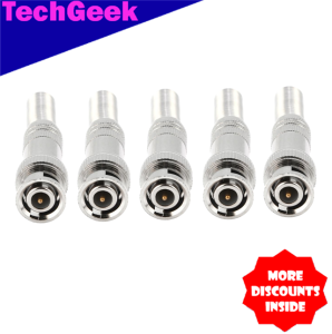 TG BNC Connector (Silver) for CCTV Coaxial RG59 and RG6 Siamese Cable For Various Applications -5PCS