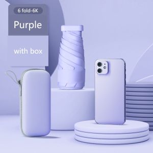 LORDWEY Mini Sun Umbrella Pocket Rain Umbrellas Anti UV 6-Folding Parasol Portable Lightweight Women Men Sunshade Umbrella for Travel