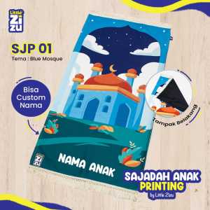 Sajadah Anak Printing Custom Nama Dilengkapi Rumbai Anti Slip Nyaman by Little Zizu