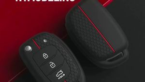 secr Soft Wear-Resistant Silicone Honeycomb Remote Key Fob Cover for Hyundai N7Y3P
