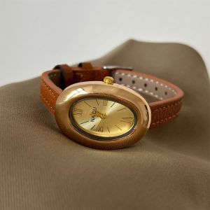 BETTERFORM Goose Egg Shape Luxury Women Quartz Watch Casual Soft Leather Strap Female Wristwatch Fashion Durable Leather Strap Wristwatch Women Student Gift