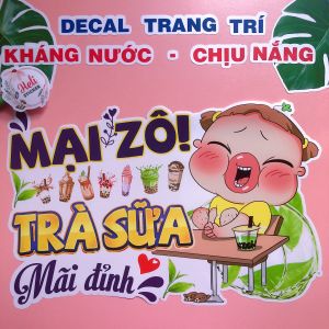 Decal Trang Trí QUỲNH AKA - MẠI ZÔ TRÀ SỮA MÃI ĐỈNH Loại 1 ✨ Hình Dán Trang Trí Decor Quán Trà Sữa Cà Phê Sinh Tố Nước Ép - Sticker Kháng Nước Chịu Nắng Cắt Sẵn.