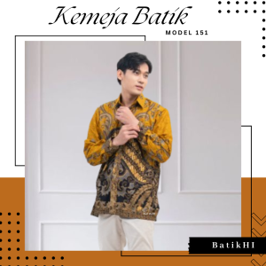 Kemeja Atasan Batik Lengan Panjang Pria Modern Kekinian Motif 151 Bahan Katun Adem Dan Nyaman