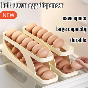 Roll-down egg dispenser Double-Layer Egg Storage Box for Home Refrigerator Kitchen Accessories Large Capacity Egg Tray Egg Container