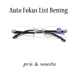 HEMAT - Kacamata Baca Super Auto Fokus Anti Blueray PROMO BELI 1 GRATIS 1 LENSA OTOMATIS MENYESUAIKAN UKURAN RABUN MODEL RIMLESS GLASSES ADA NOSEPAD - FREE CASE + FREE LAP