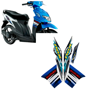 STIKER STRIPING STICKER LIST LES BODY MOTOR SUZUKI NEX 2013 WARNA PUTIH-BIRU