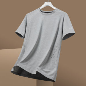 冰丝感2025夏季新款薄短袖t恤男士潮流潮牌ins宽松半袖男士上衣服