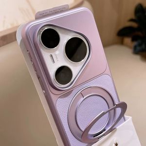 Case For Huawei Pura 90s Pro Max Pura 80 Pro Pura70 Pro+ 360° Ring For PU Leather Electroplating PC Hard Cover