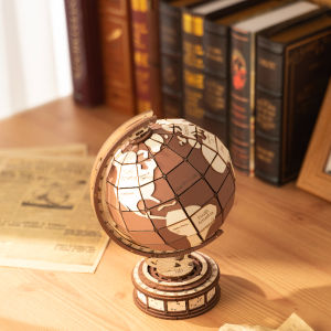 ROBOTIME 3D Wooden Puzzles Globe Wooden Model Kits to Build Home Decor Creative Gifts for Adults Kids