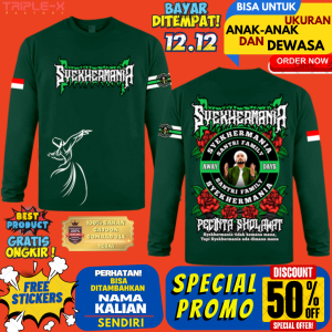 KAOS SYEKHERMANIA(SANTRI FAMILY)LENGAN PANJANG UKURAN ANAK DAN DEWASA"FREE STIKER