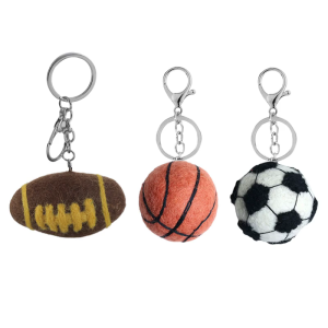 Colorful Felt Balls Keychain Handmade Rugby/Basketball/Football Pendant Keyring for Sports Lovers Trendy Accessories