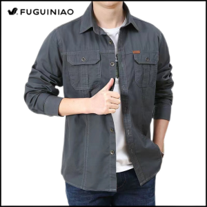 FUGUINIAO Mens Fashion Outdoor Casual Shirt Mens Casual Loose Long-sleeved Shirt
