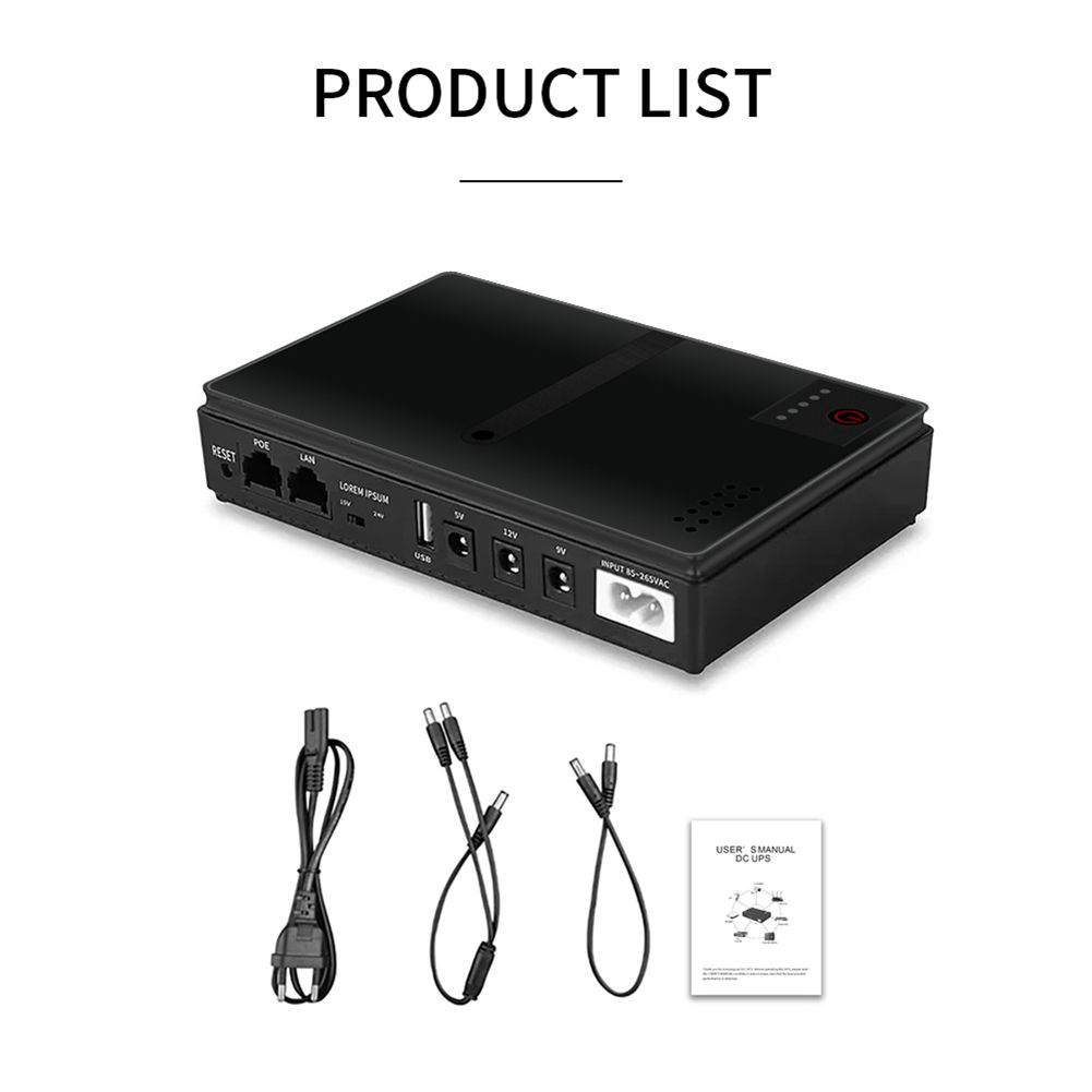 Protable Power Source Travel-Friendly 10400mAh Mini UPS Battery Backup for WiFi Router 5V 9V ...