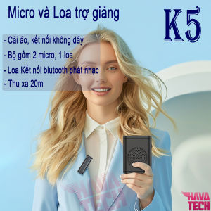 Loa trợ giảng K5 và micro cài áo kết nối không dây sử dụng dậy học hội họp văn phòng khuyêch đại âm thanh to và rõ ràng
