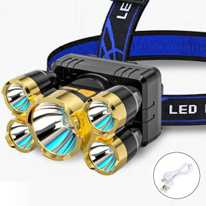 Super Bright 5 * LED Headlights With Multiple Adjustable Modes Equipped With Usb Fast Charging Waterproof And Variable Zoom Front Headlights Long-Range Night Lights Suitable For Camping Night Fishing Work Car Maintenance