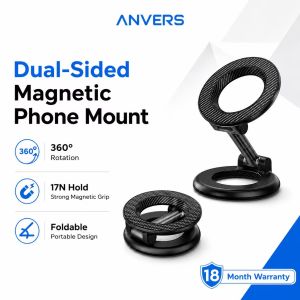 Anvers Dual Ring Magnetic Phone Holder Stand 360 Rotating Foldable Grip for iPhone Samsung