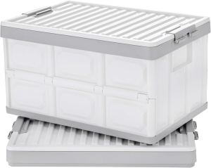 30L Collapsible Storage Bins with Lids Stackable Lidded Storage Box Plastic Storage Container