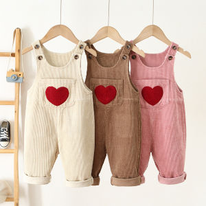 Kids Baby Autumn Clothes Spring Heart Embroidery Baby Boys Girls Bib Pants Solid Overalls Corduroy Casual Suspender Outwear2026