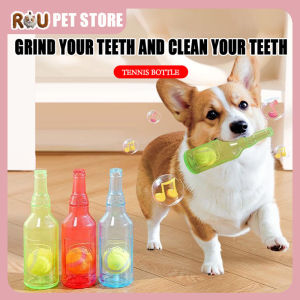 Dog Toy Bottle With TennisBall Squeaky Interactive Toy TPR Material Beer Shaped Durable Dog Chew Toy