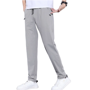 Mens Ultra Thin Ice Silk Casual Pants Summer Quick Dry Sports Pants Elastic Lightweight and Airy Trousers