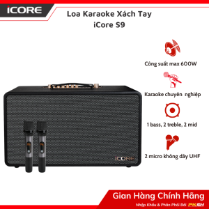 Bộ Loa Karaoke xách tay iCore S9 kèm 02 micro - Hàng chính hãng