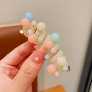 ADOP Hạt Dây Buộc Tóc dây điện thoại Đàn hồi Thẳng Nhẫn Cài Tóc Ngọc Trai Thanh lịch Phong cách Hàn Quốc Kẹp tóc đuôi ngựa trong suốt Nữ/trẻ em