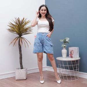 Celana pendek wanita jeans kekinian koren style  - HOTPANTS JEANS CARGO ALEA