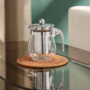 Teko Kaca 350mL dengan Tutup dan Saringan Stainles Steel - Tea Pot - Teko Teh
