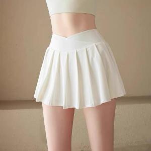 Yoga Short Skirt Women Anti-Shine Running Fitness Sports Breathable High Waist Pleated Skirt
