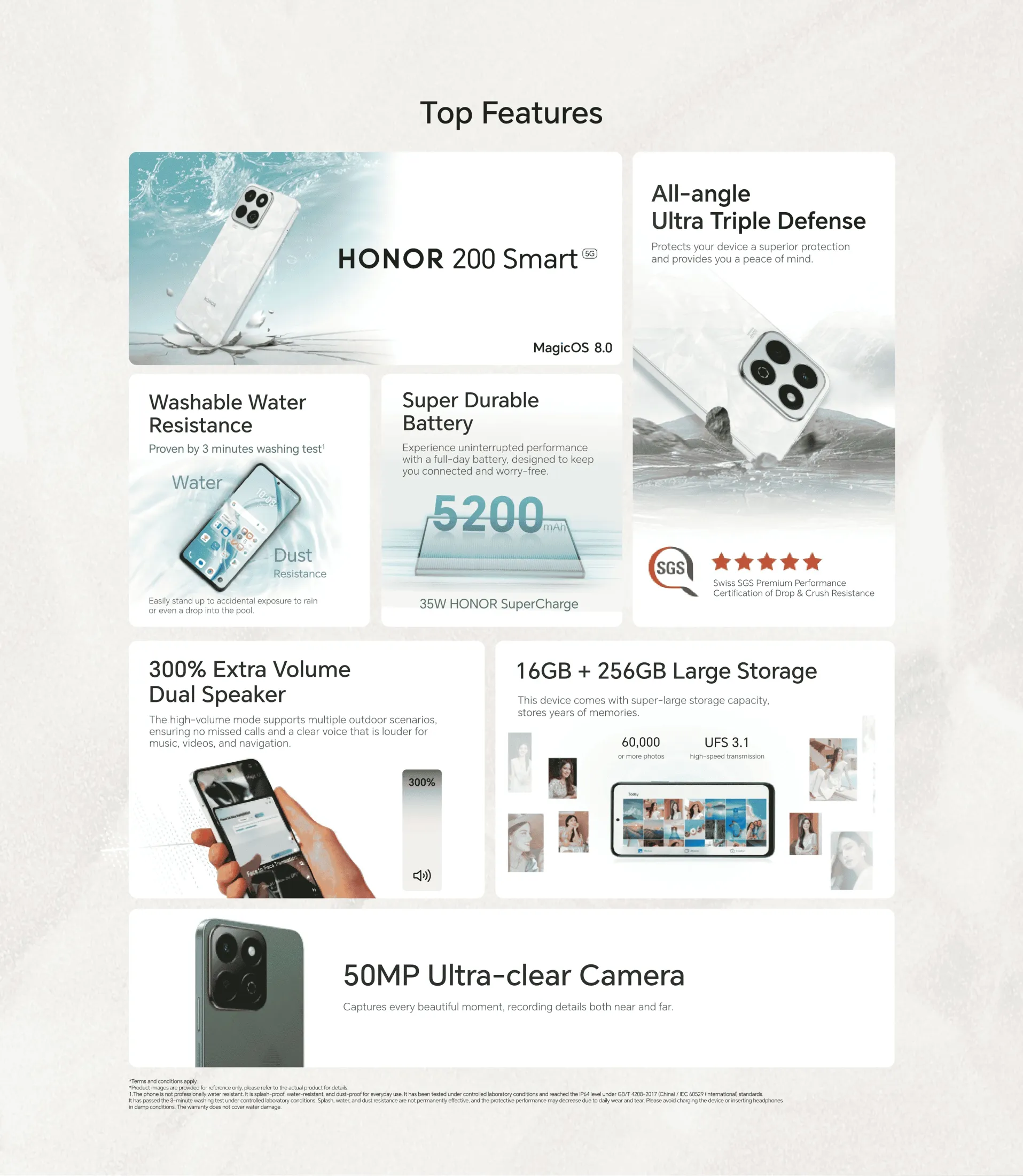 Honor 200 Smart 5G 16GB RAM 256GB Drop Water Resistant