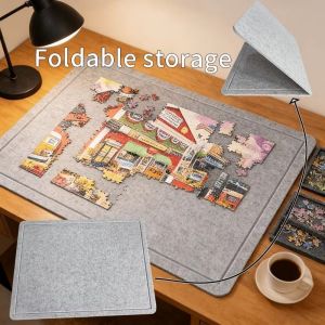 OUTOPEAN Foldable Decorative Puzzle Board Anti Slip 1000 Puzzle Pieces Puzzle Mat Portable Felt Educational Puzzle Desk Holds For Home Decor