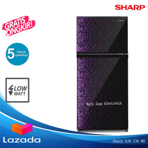 Kulkas 2 Pintu Sharp 236 MG Glossy Door Shine Low Watt Tanpa Bunga Es Glossy Door 220 Liter