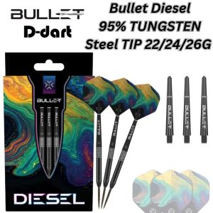 BULLET STEEL TIP DARTS - 22G/24G/26G Bullet Diesel 85%TUNGSTEN STEEL DART SET