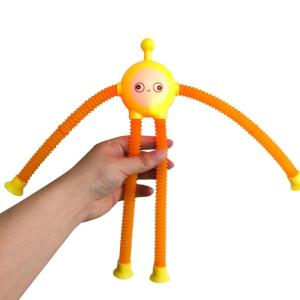Stretchy Vent Toy Telescopic Tube Decompression Fidgets Bendable LED Bellow Suction Cup Tube Toy Stress Pull Toy for ADD
