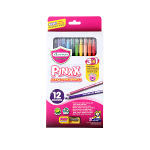 ดินสอสี 12สี รุ่น Pinxx สีสด นุ่มลื่น ระบายน้ำ ล้างออกง่าย ไส้จัมโบ้ 7 มม ยี่ห้อ Master Art / กล่อง