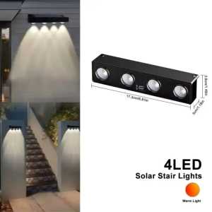 4/6/8/10 LED Solar Powered Fence Lights Outdoor IP65 Waterproof Wall Lamp Address Signboard Lights Garden Terrace Porch
