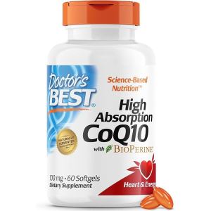 Doctors Best High Absorption CoQ10 with BioPerine Gluten Free Naturally Fermented Heart Health Energy Production 100 mg 120 Count