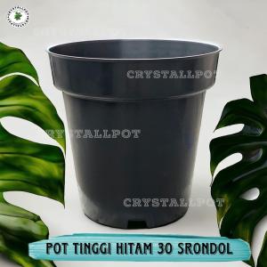 Pot Bunga Tanaman Plastik Tinggi Srondol Polos 30 Hitam - SRONDOL 30 HITAM