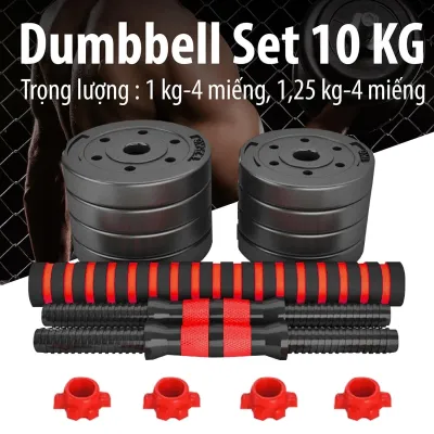BG Bộ tạ tay đa năng cao cấp PVC 10KG dễ dàng tháo lắp bọc nhựa đen