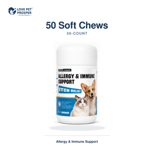 LOVE PET PROSPER Allergy & Immune Support Soft Chews for Dogs & Cats Itch Relief Pet Supplement 50/100 Count