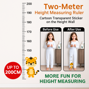 2M Kids Children Height Measure Chart Wall Sticker Self-Adhesive Removable Decoration Cartoon Transparent Sticker