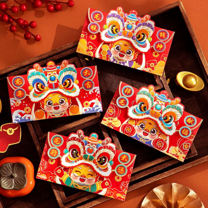 6Pcs 2024 Dragon Year Red Packet CNY New Year Chinese Style Angbao ...