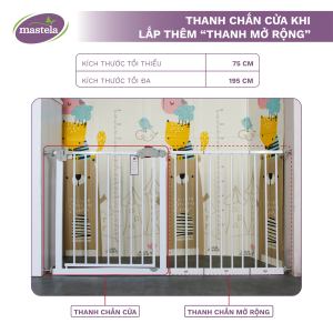 Thanh chắn cửa chắn cầu thang Không cần khoan tường chính hãng Mastela D04 bảo vệ an toàn cho bé có thể mở rộng